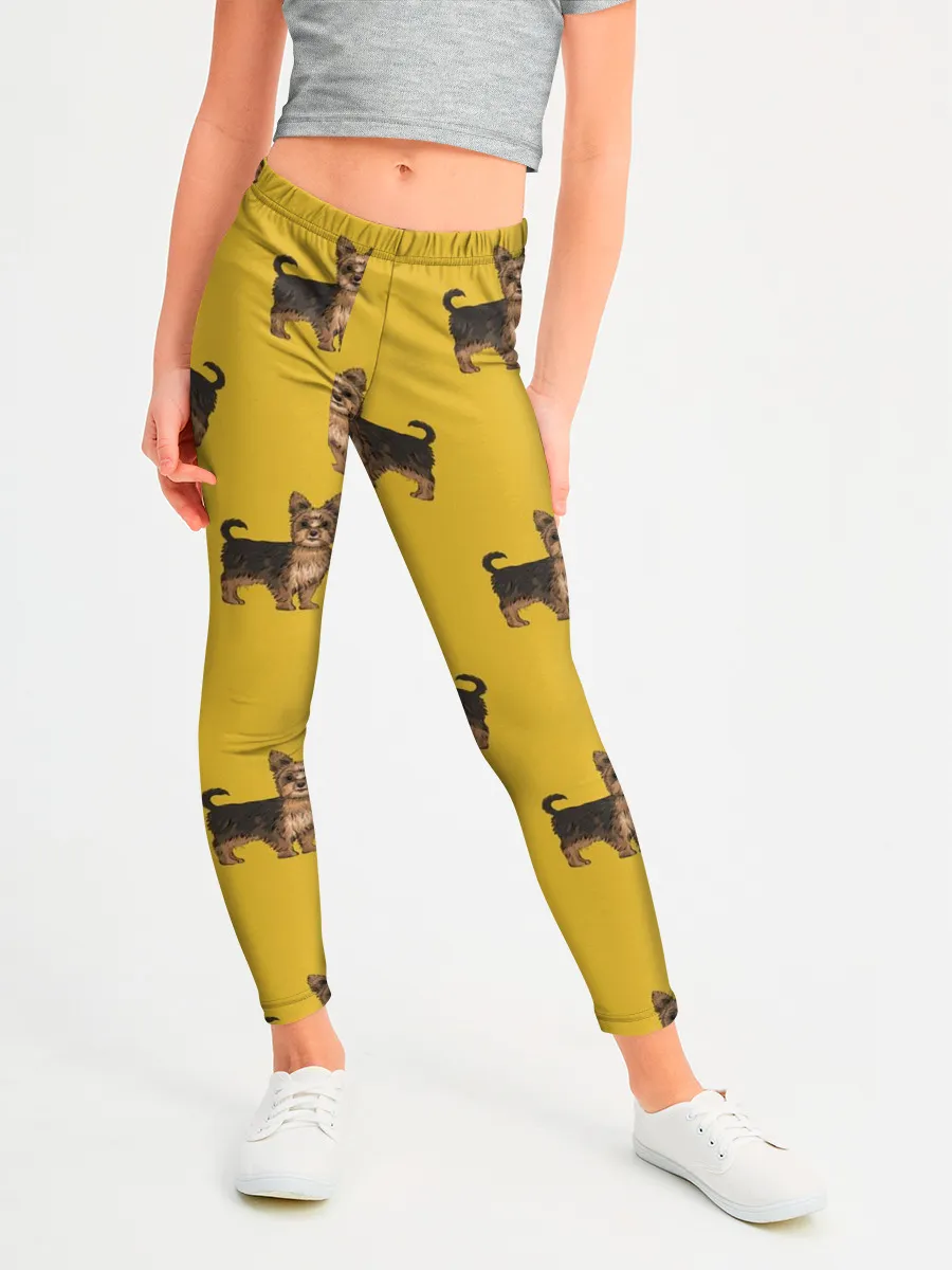Леггинсы для девочки / Йоркширский терьер паттерн