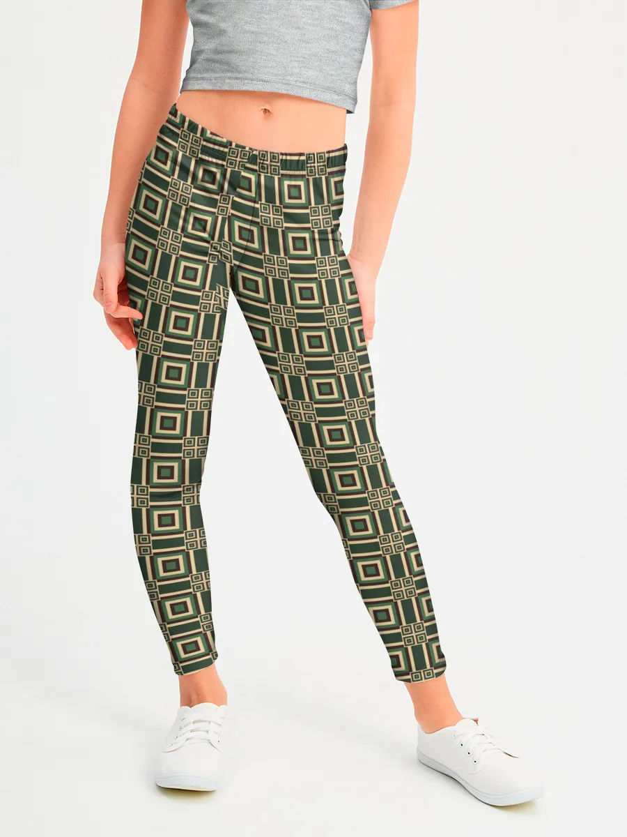 Леггинсы для девочки / Абстракция из зеленых квадратов