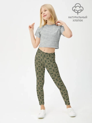 Леггинсы для девочки / Абстракция из зеленых квадратов