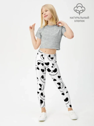Леггинсы для девочки / Джек Скеллингтон паттерн лицо