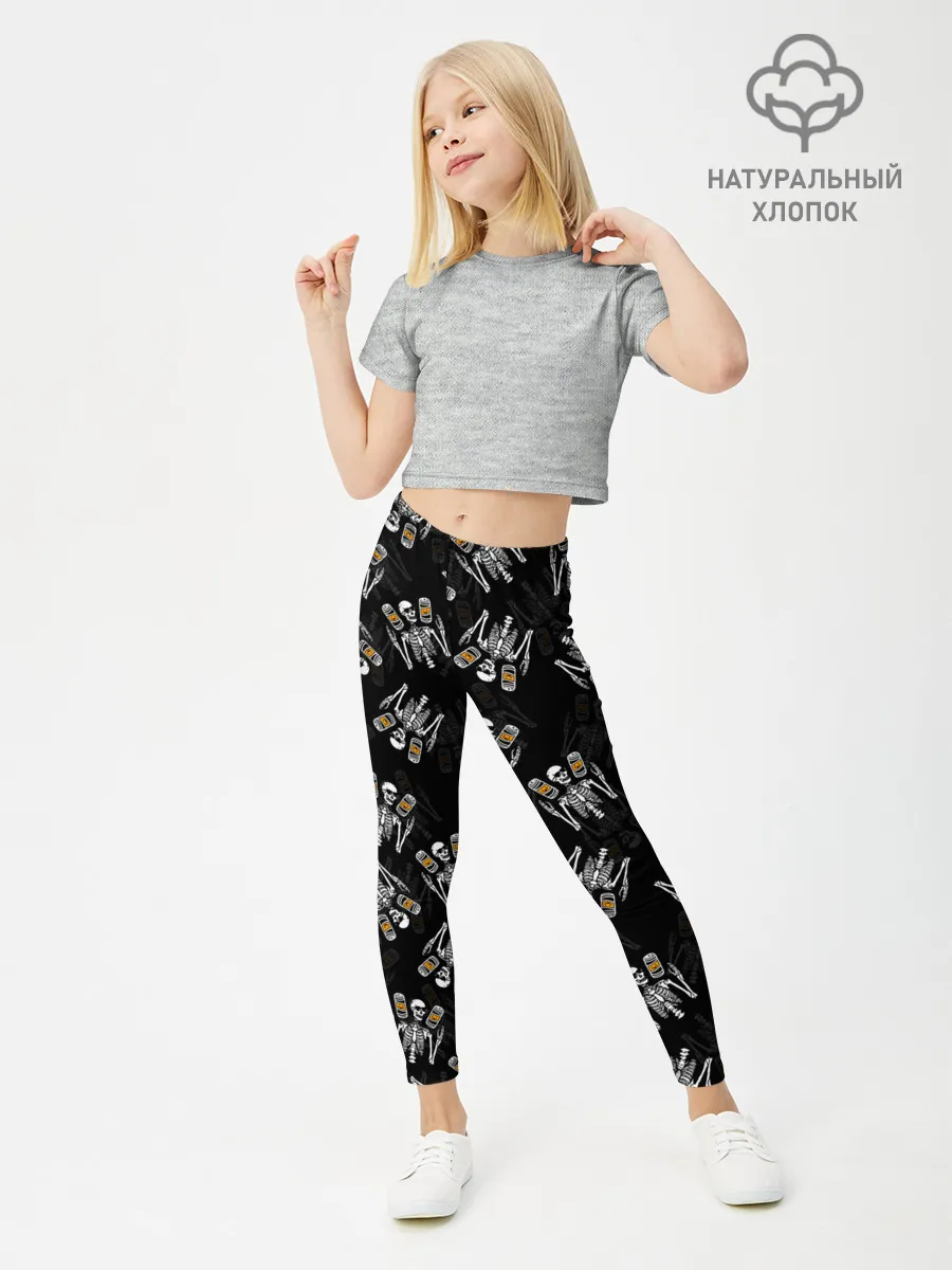 Леггинсы для девочки / ПАТТЕРН СКЕЛЕТ / HALLOWEEN PARTY