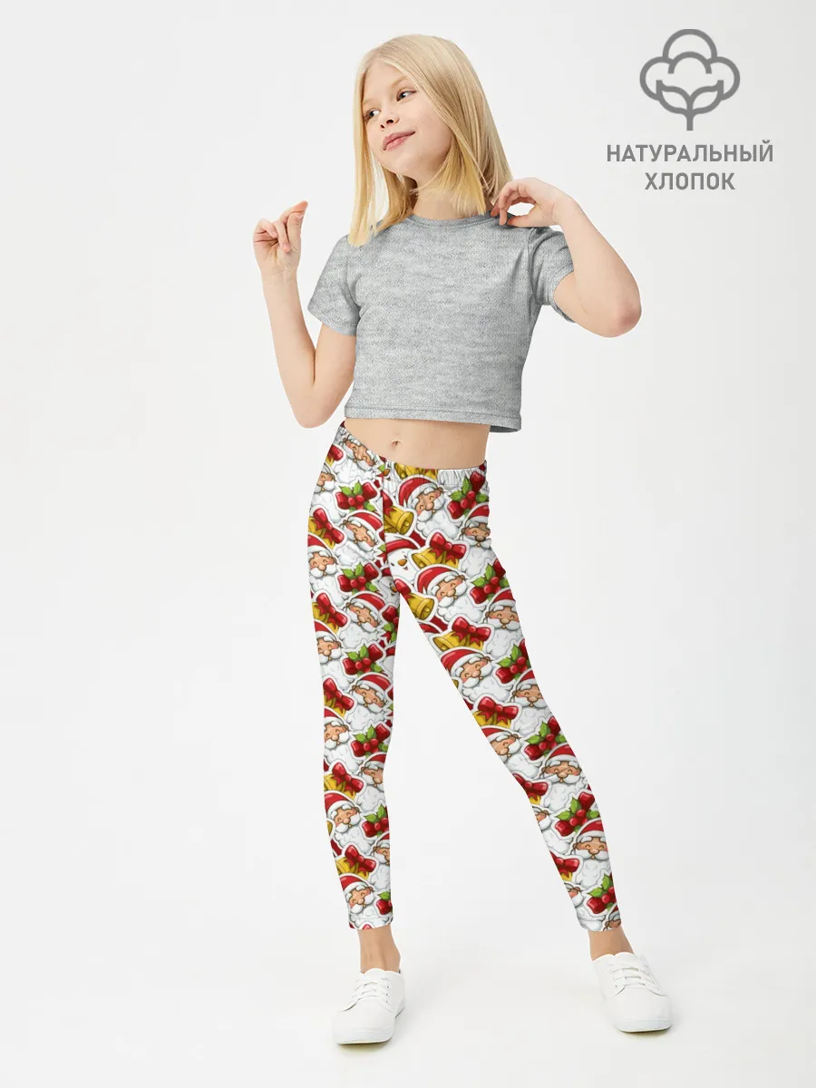 Леггинсы для девочки / Дед Мороз и Снеговик