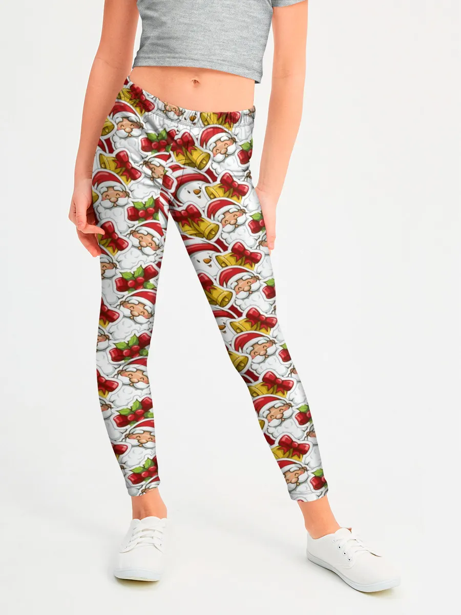 Леггинсы для девочки / Дед Мороз и Снеговик