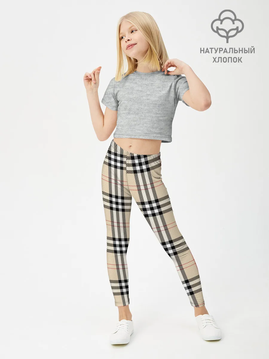 Леггинсы для девочки / клетчатый принт в стиле Burberry