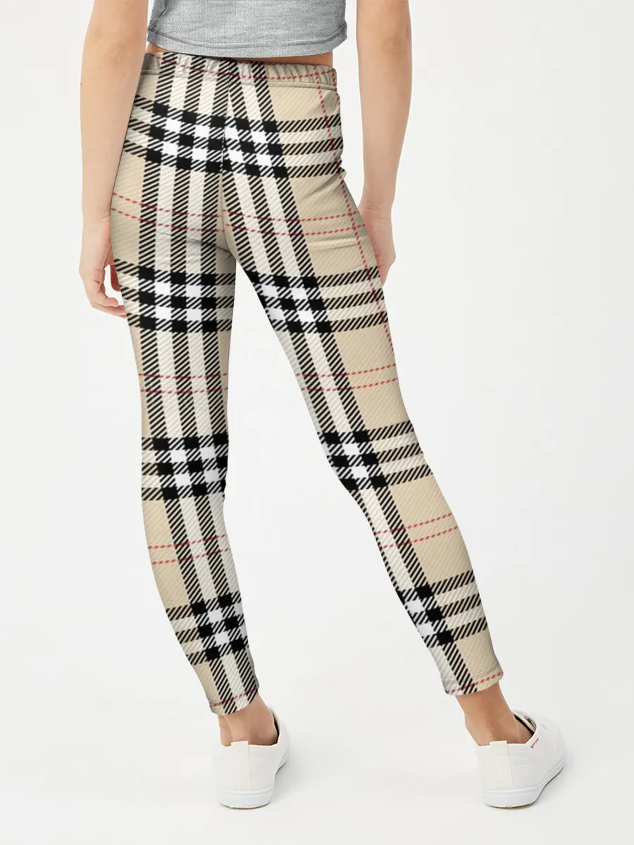 Леггинсы для девочки / клетчатый принт в стиле Burberry