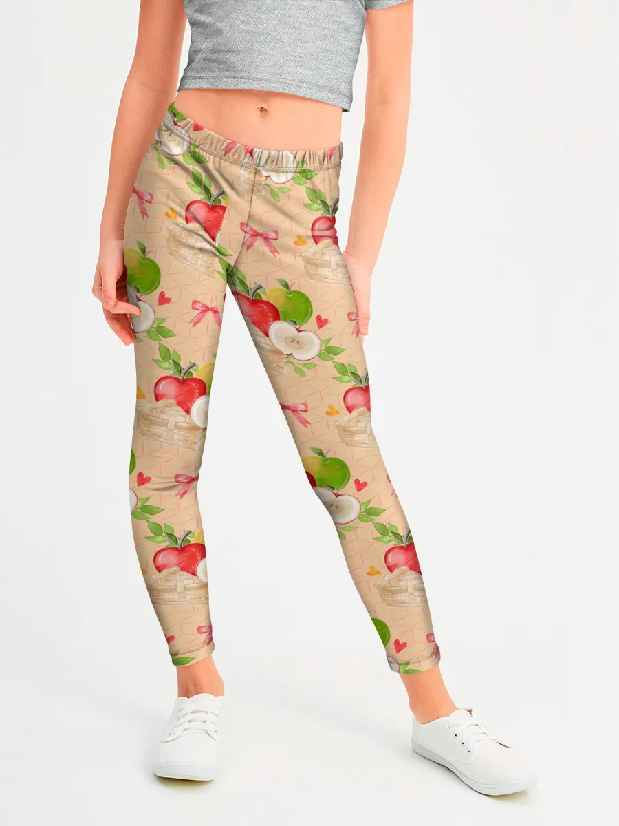 Леггинсы для девочки / Яблоки паттерн