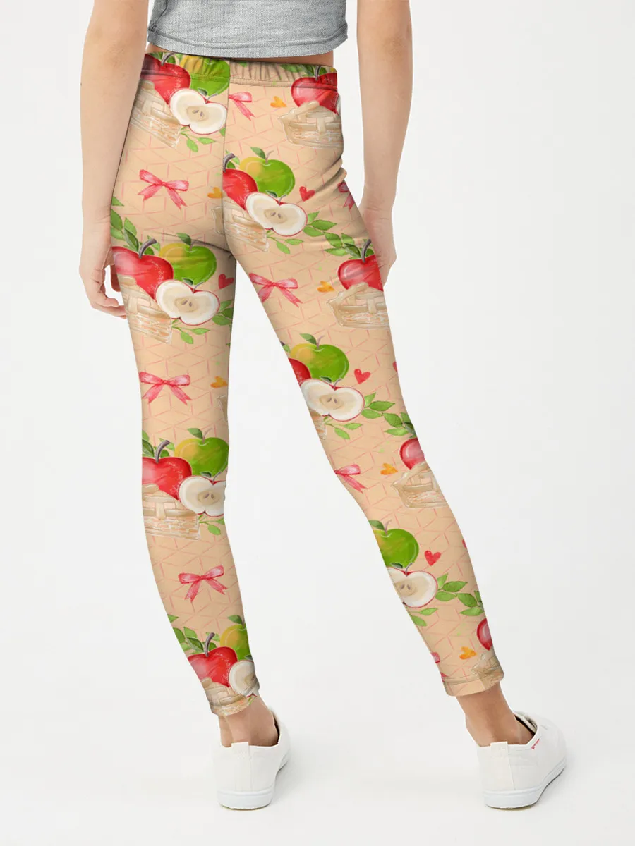 Леггинсы для девочки / Яблоки паттерн