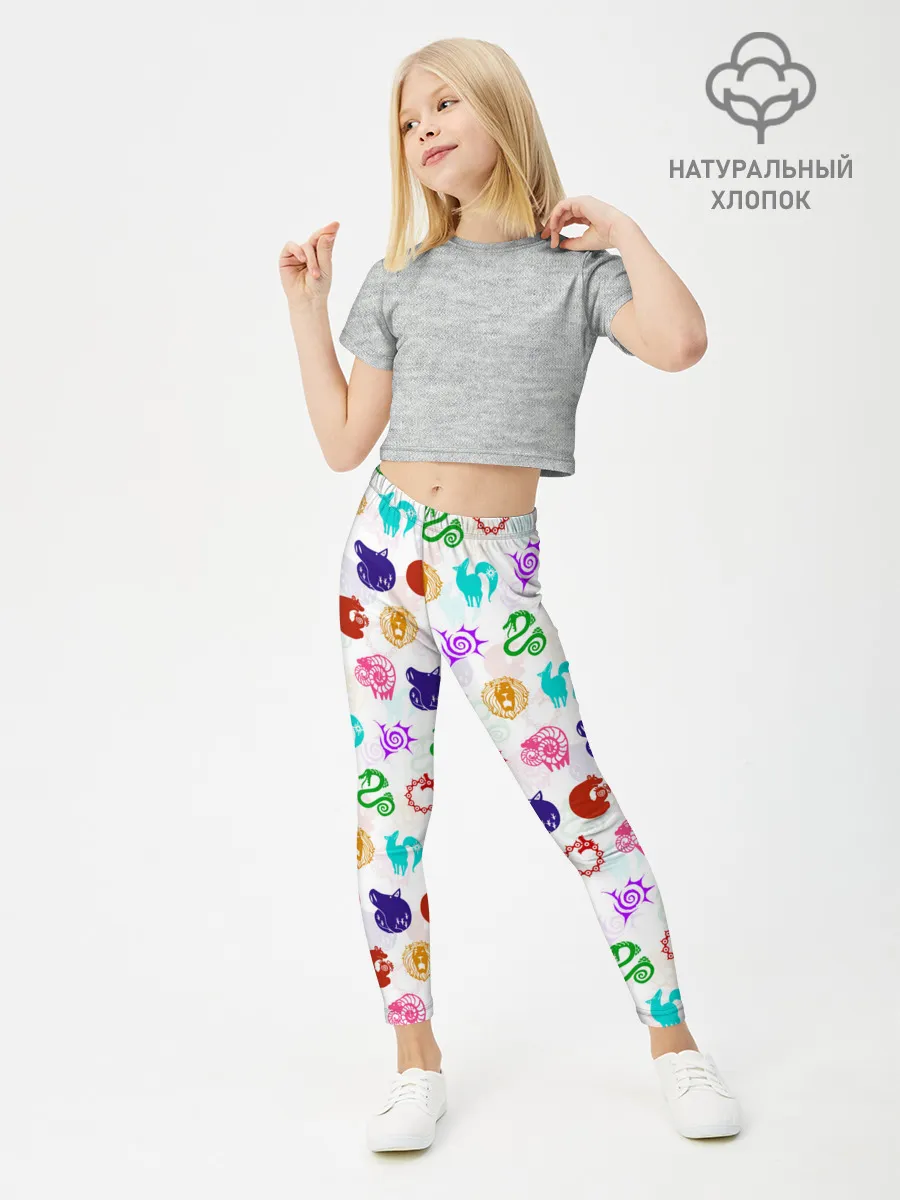 Леггинсы для девочки / 7 СМЕРТНЫХ ГРЕХОВ ЦВЕТНОЙ ПАТТЕРН СИМВОЛЫ