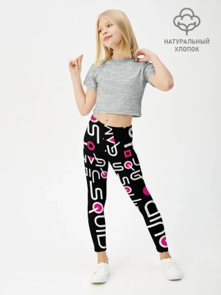 Леггинсы для девочки / SQUID GAME ЛОГО PINK