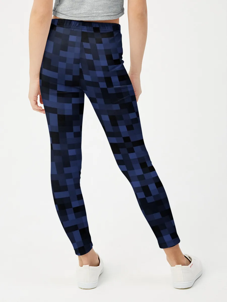 Леггинсы для девочки / Темная пиксельная абстракция
