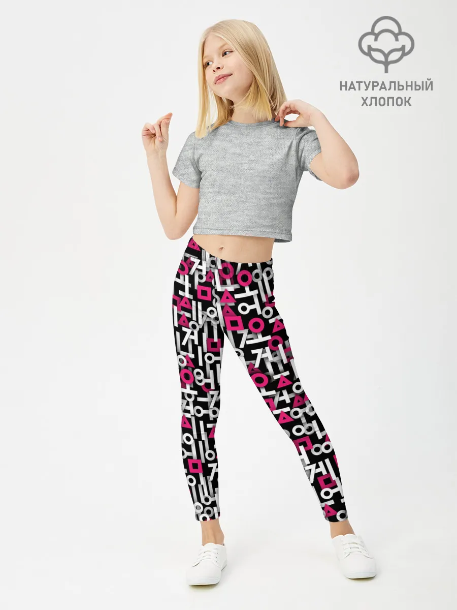 Леггинсы для девочки / Узор из Игры в кальмара