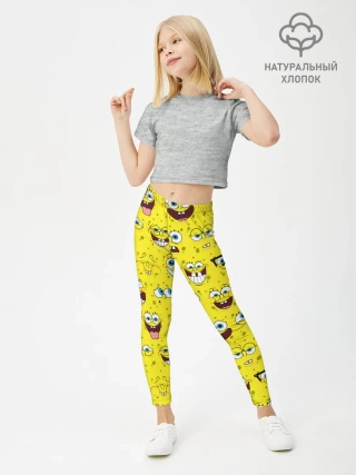 Леггинсы для девочки / Губка Боб паттерн