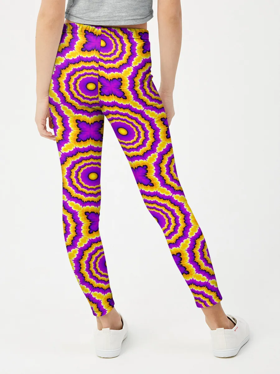 Леггинсы для девочки / желтые и пурпурные цветы