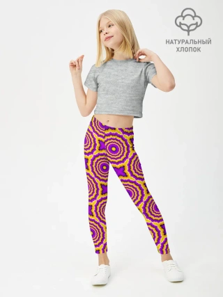 Леггинсы для девочки / желтые и пурпурные цветы