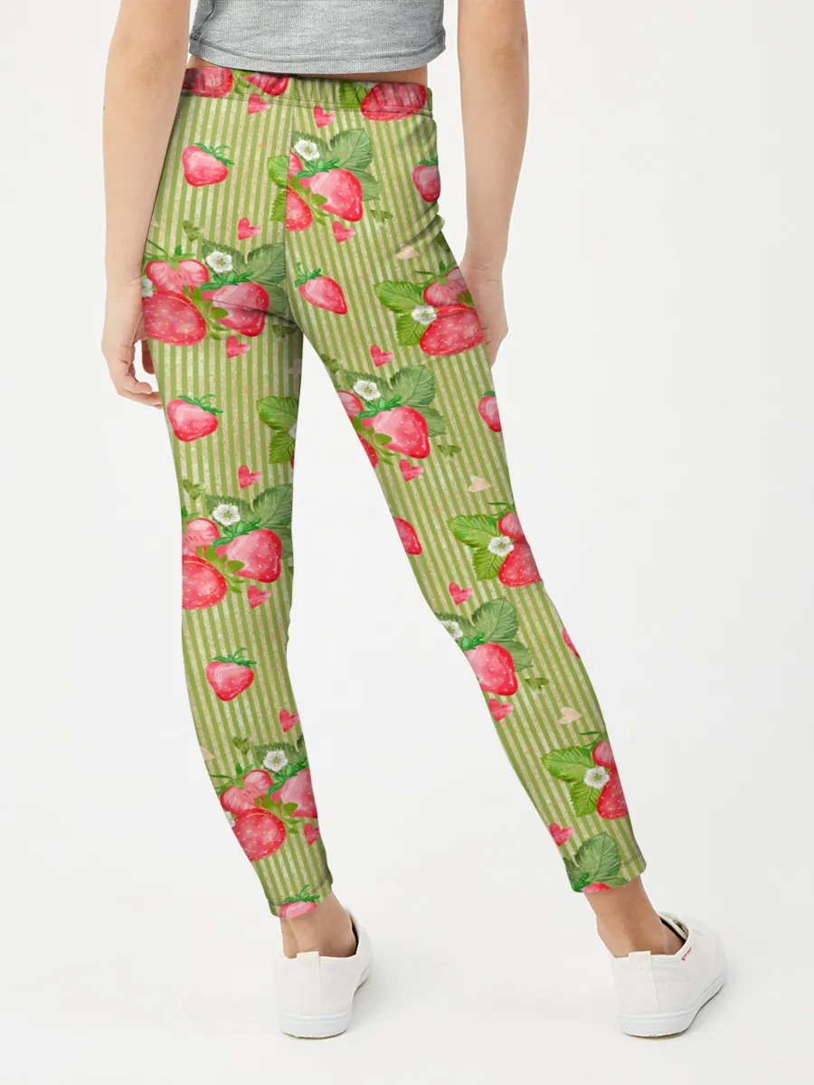 Леггинсы для девочки / Клубничка паттерн