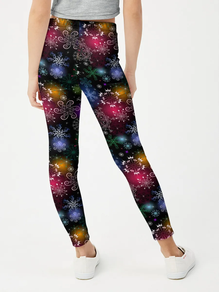 Леггинсы для девочки / Снежинки в разных цветах