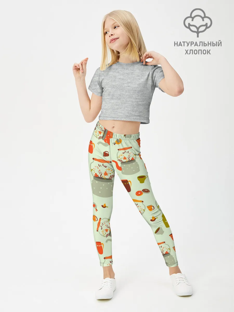 Леггинсы для девочки / осенние чаепитие