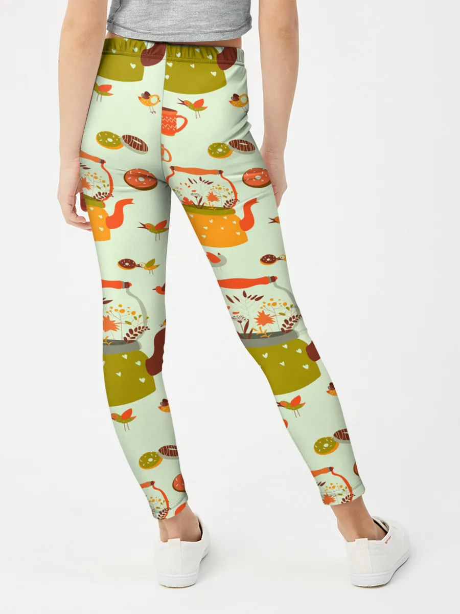 Леггинсы для девочки / осенние чаепитие