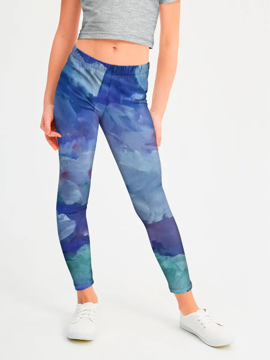 Леггинсы для девочки / Гуашевые облака