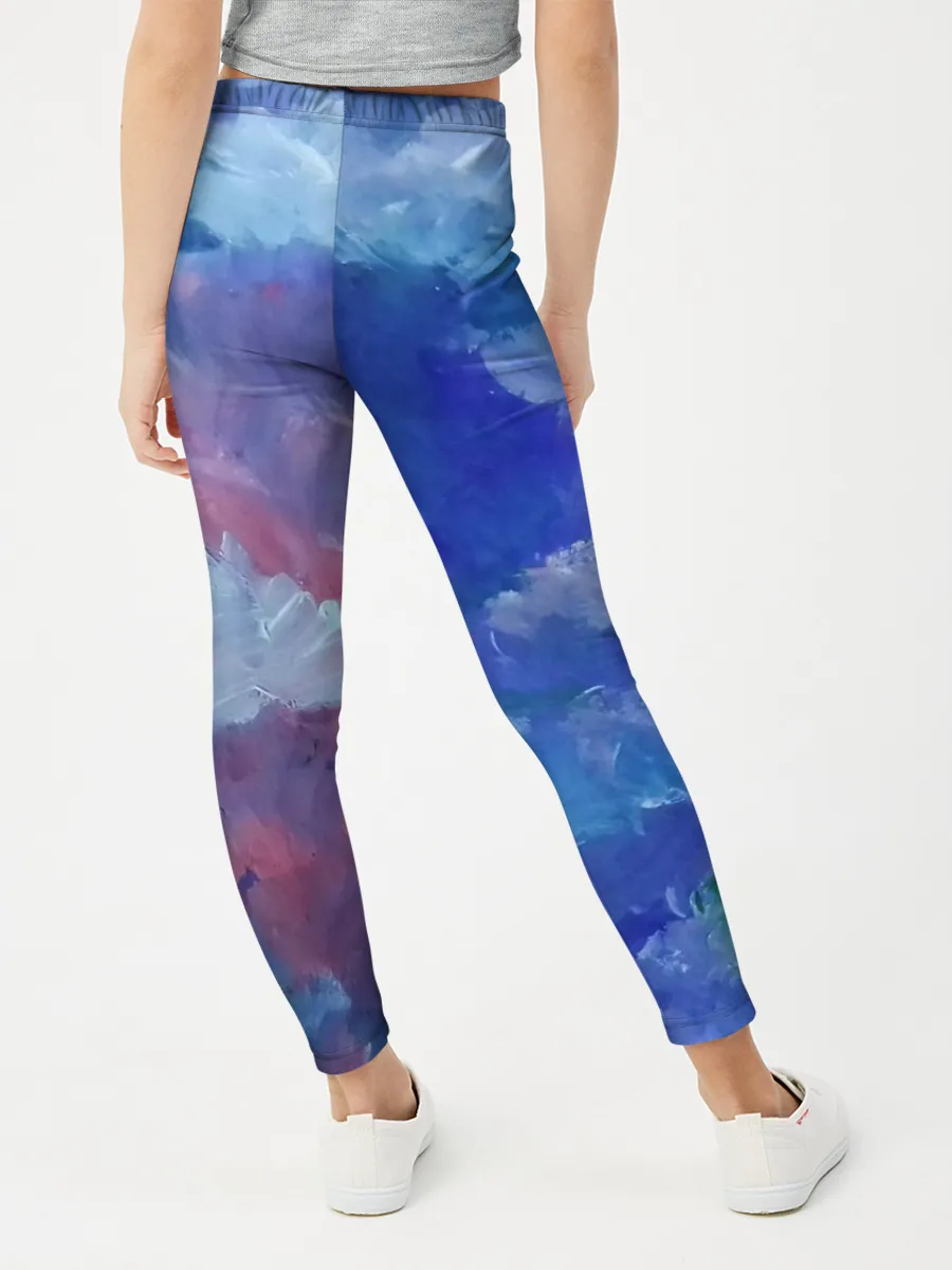 Леггинсы для девочки / Гуашевые облака