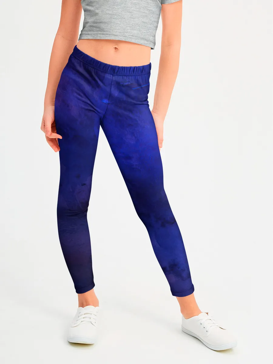 Леггинсы для девочки / Синее размытие