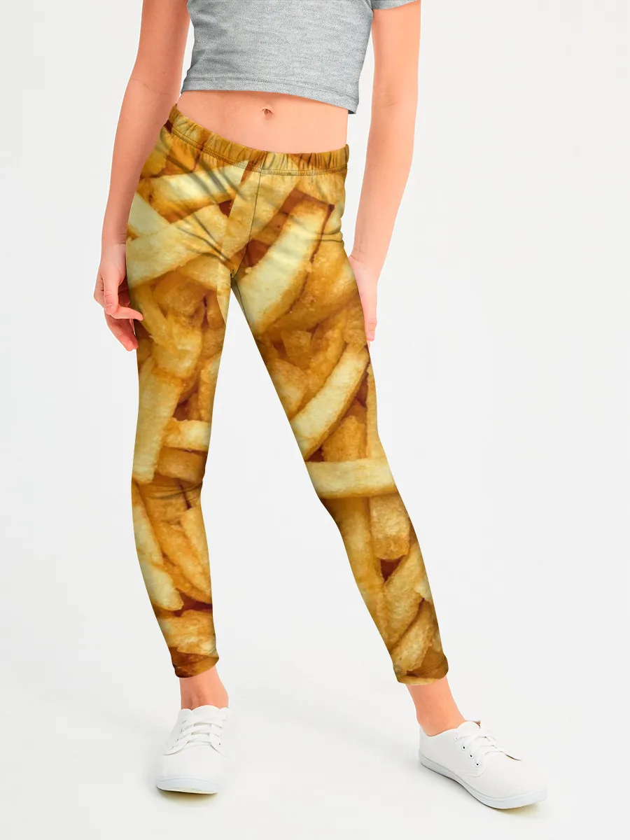 Леггинсы для девочки / Картошка фри/Фастфуд