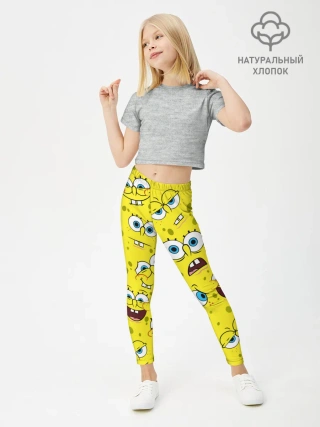 Леггинсы для девочки / Губка Боб / SpongeBob pattern