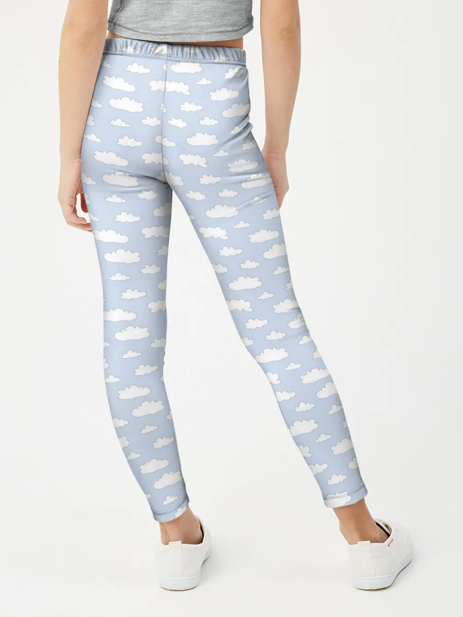 Леггинсы для девочки / Принт с облаками