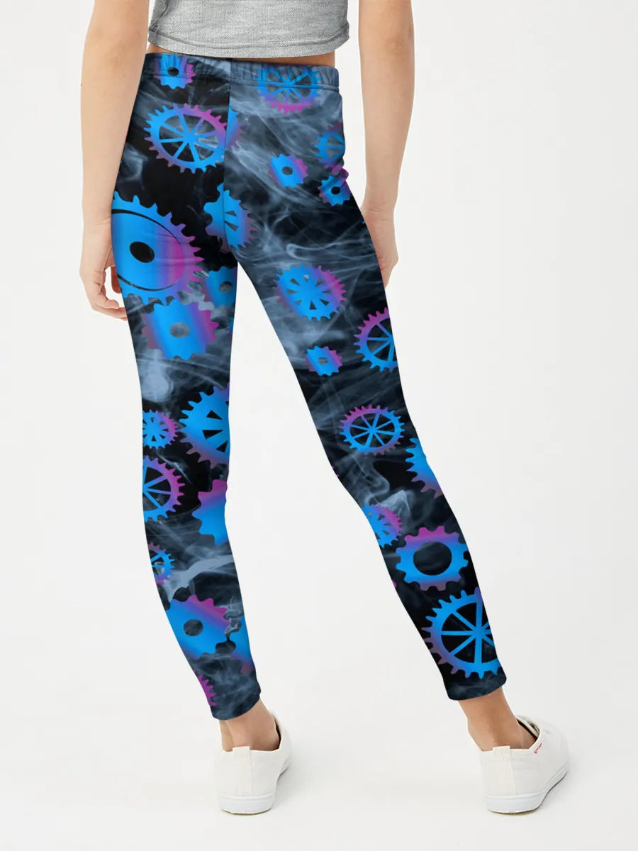 Леггинсы для девочки / механизм и дым, стимпанк