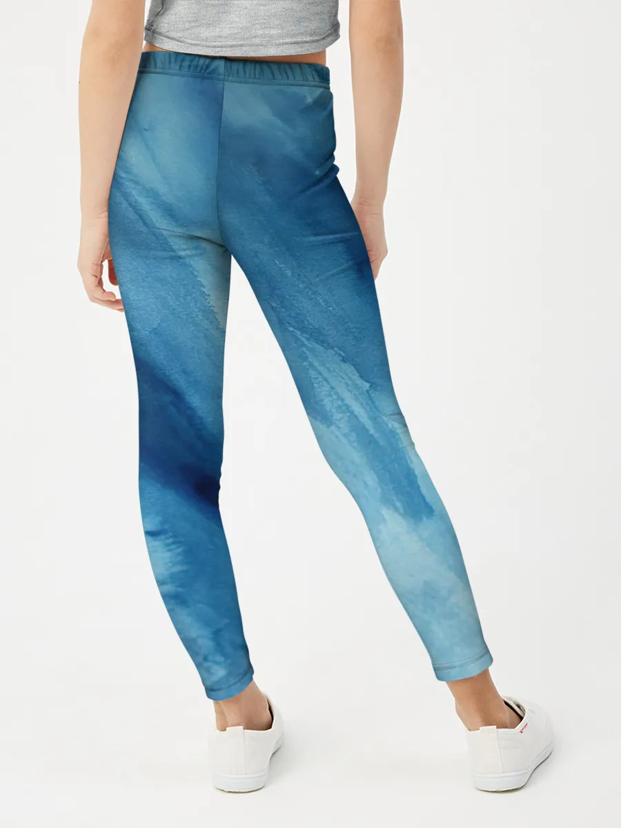 Леггинсы для девочки / Голубой мрамор