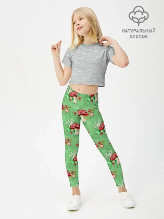 Леггинсы для девочки / Грибы Мухоморы паттерн
