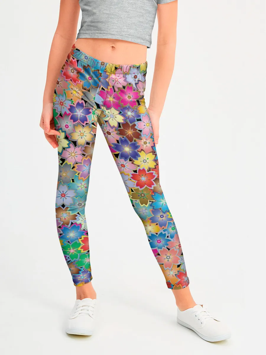 Леггинсы для девочки / цветы цветочки