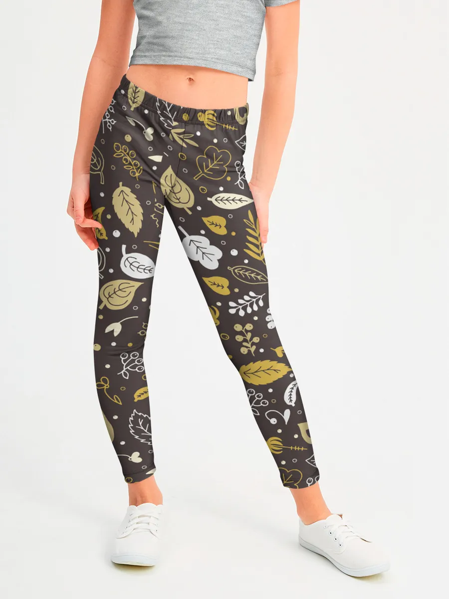 Леггинсы для девочки / Осенние листья и ягодки