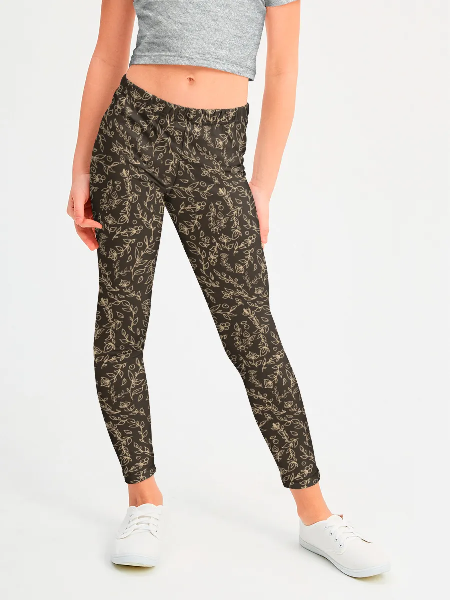 Леггинсы для девочки / Растительный осенний фон