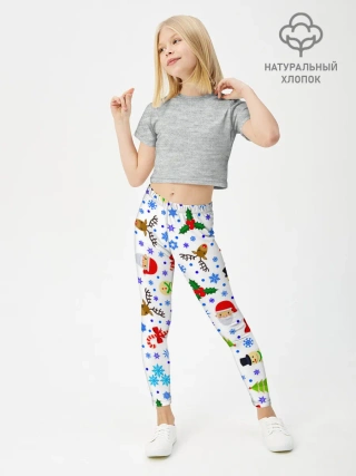 Леггинсы для девочки / Новогодний - Рождественский узор