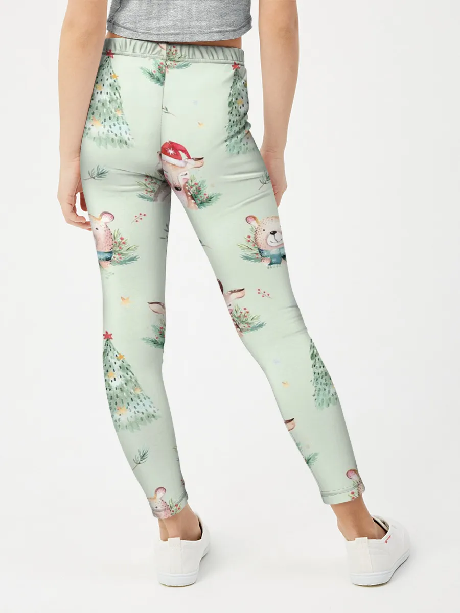 Леггинсы для девочки / Олени, медведи и еноты