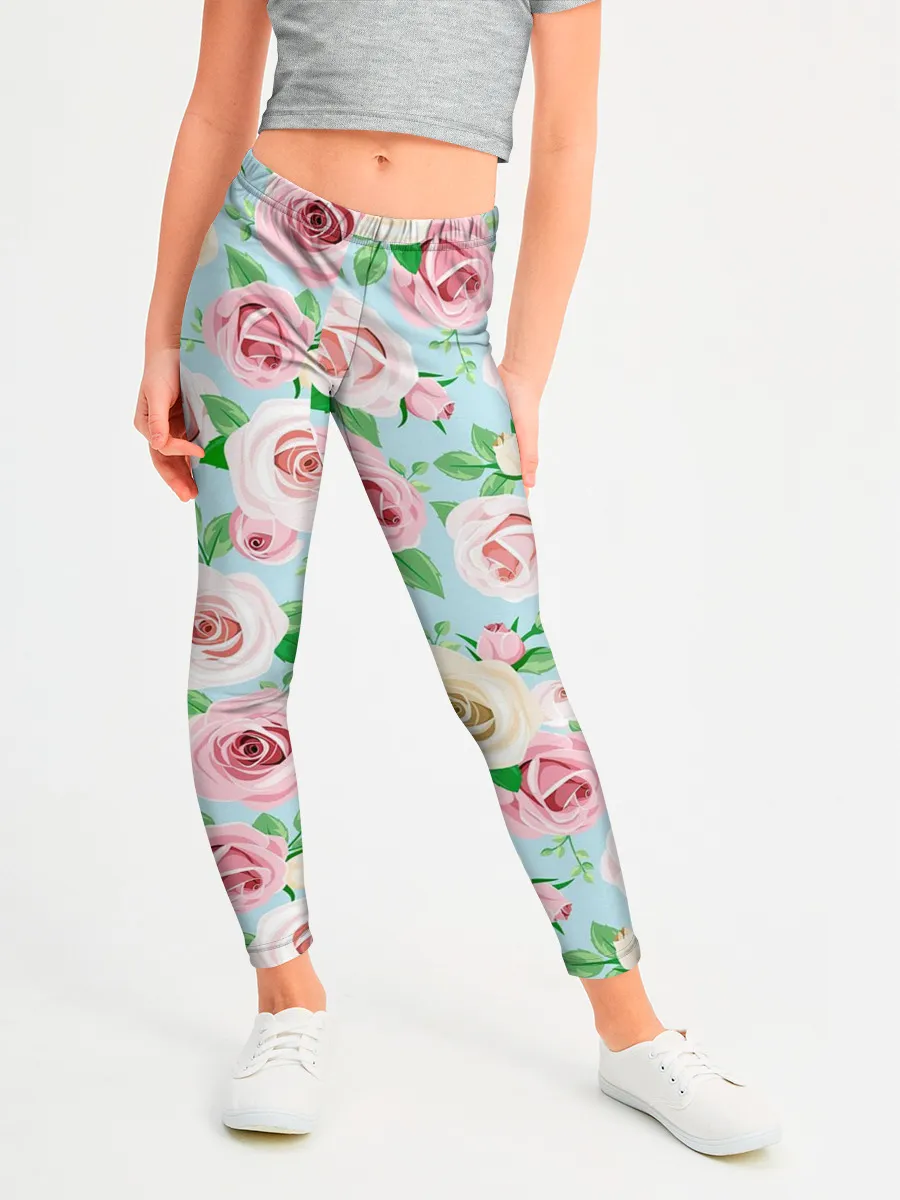 Леггинсы для девочки / Цветущее поле роз