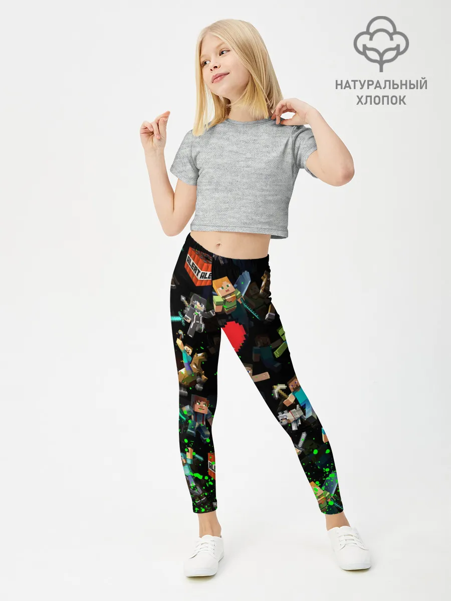 Леггинсы для девочки / МАЙНКРАФТ ПАТТЕРН ГЕРОИ ИГРЫ