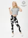 Леггинсы для девочки / Белые коты на черном фоне
