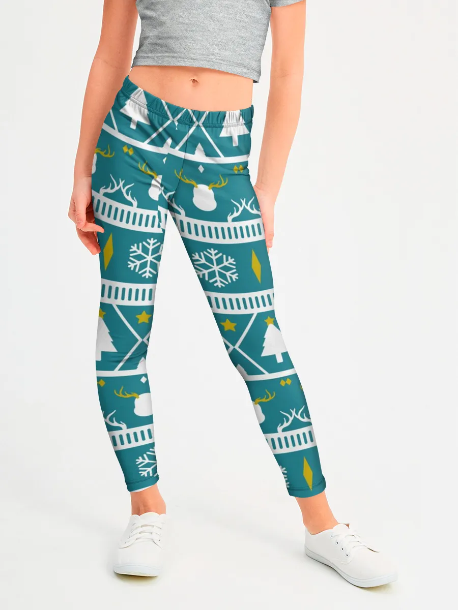 Леггинсы для девочки / Узор новогодний
