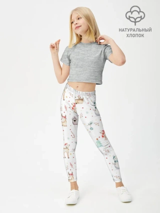 Леггинсы для девочки / Паттерн с оленями и медведями