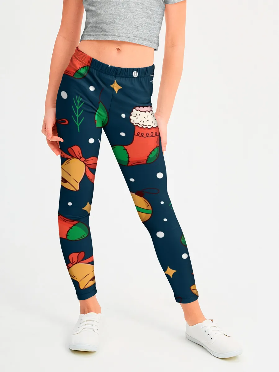 Леггинсы для девочки / Новогодний, рождественский узор