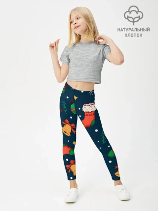 Леггинсы для девочки / Новогодний, рождественский узор