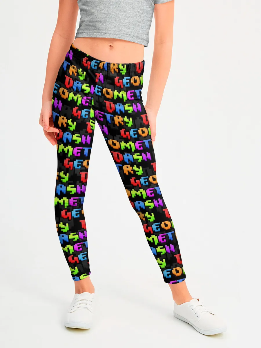 Леггинсы для девочки / GEOMETRY DASH / УЗОР / PATTERN