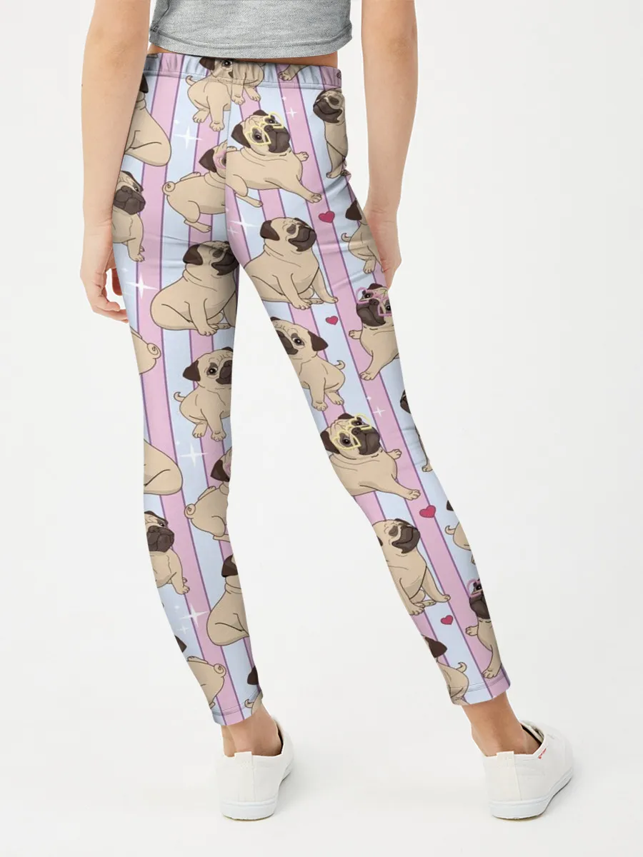 Леггинсы для девочки / Забавные Мопсы