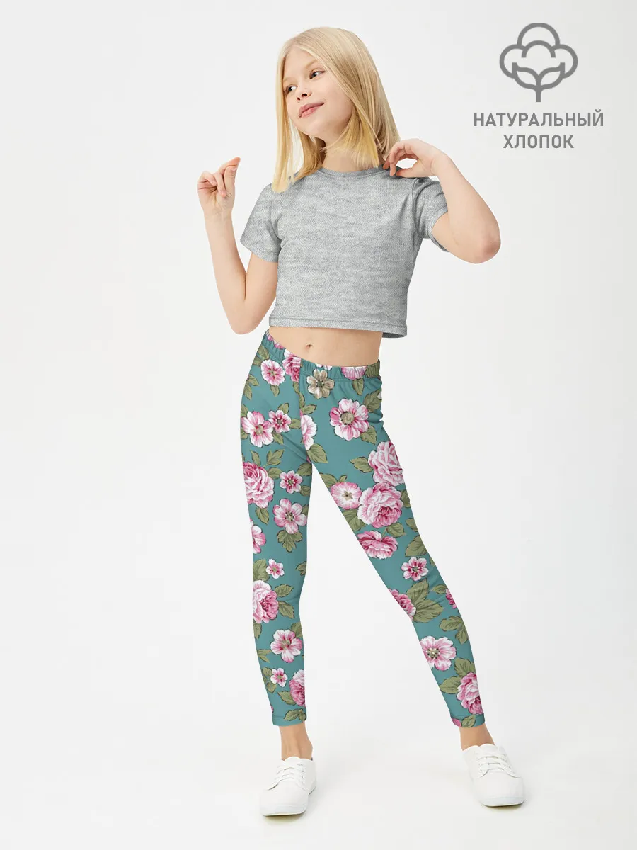 Леггинсы для девочки / Поле розовых цветов