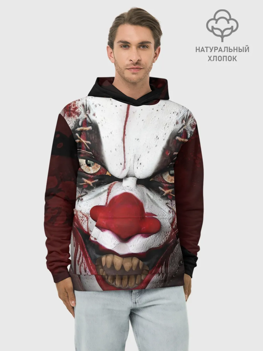 Худи мужской база хлопок / Зомби клоун