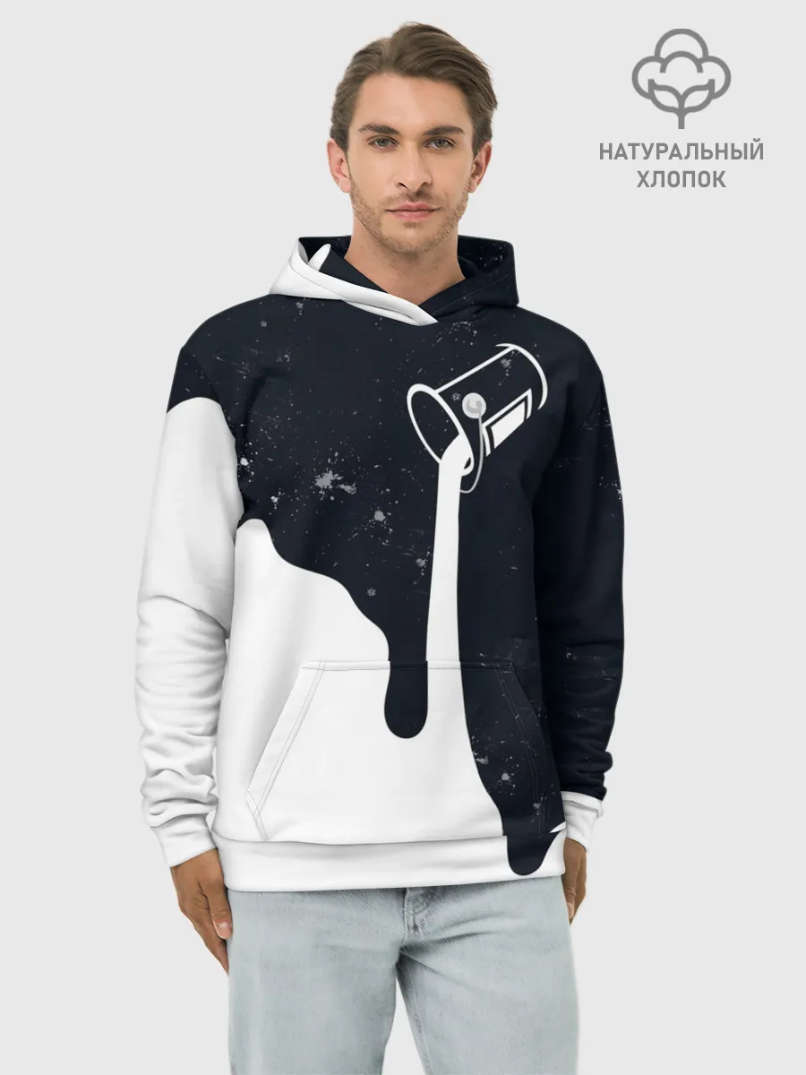 Худи мужской база хлопок / Черно-белый
