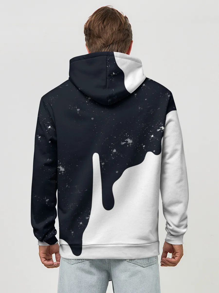 Худи мужской база хлопок / Черно-белый