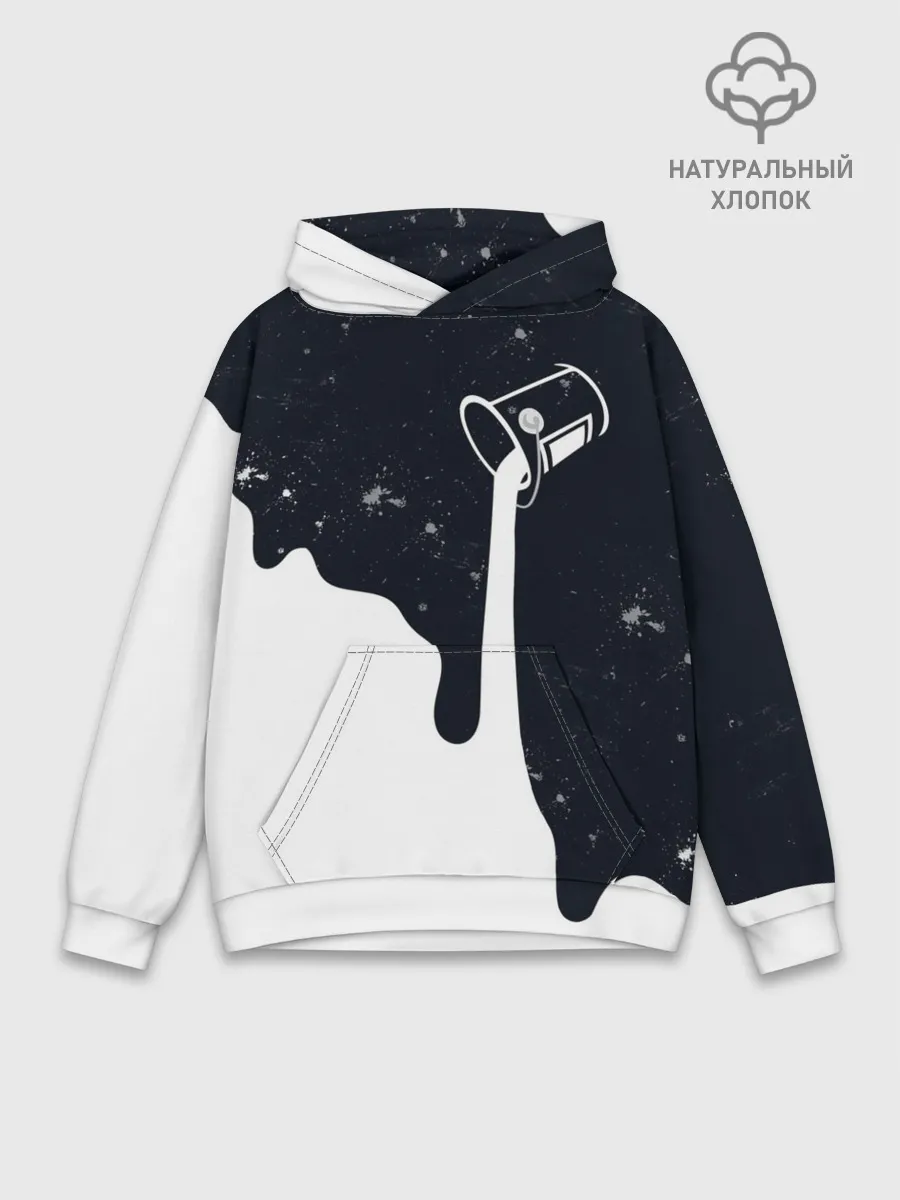 Худи мужской база хлопок / Черно-белый